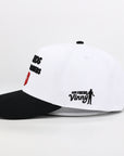 White and black cap with heart logo