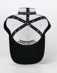 white hat with black brim