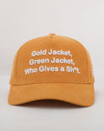 Orange cap with white text on a light gray background