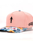 Pink cap with floral brim