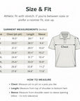 Golf polo size chart, sizes S to 5XL