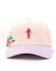 Pink and purple cap with floral design