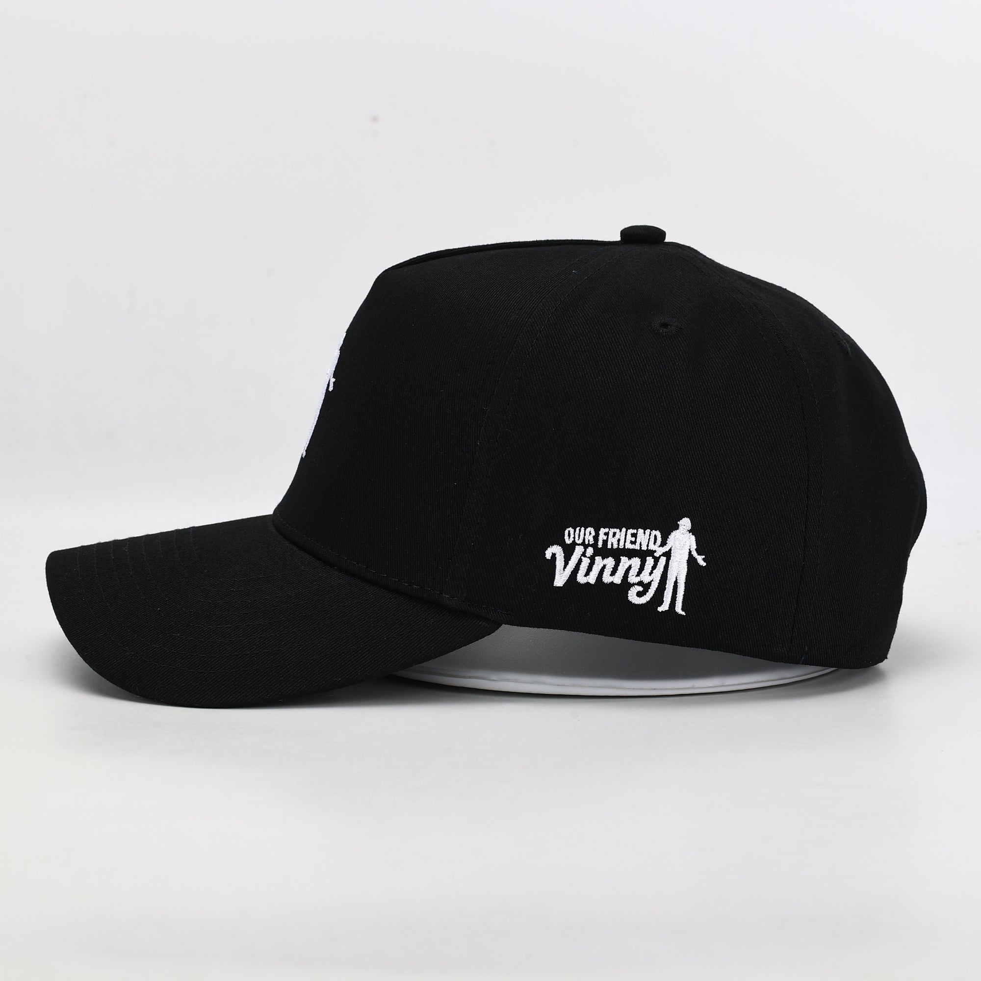 black cotton golf cap side 