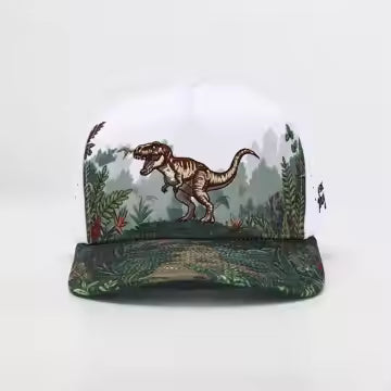 Cap with dinosaur design on a white background