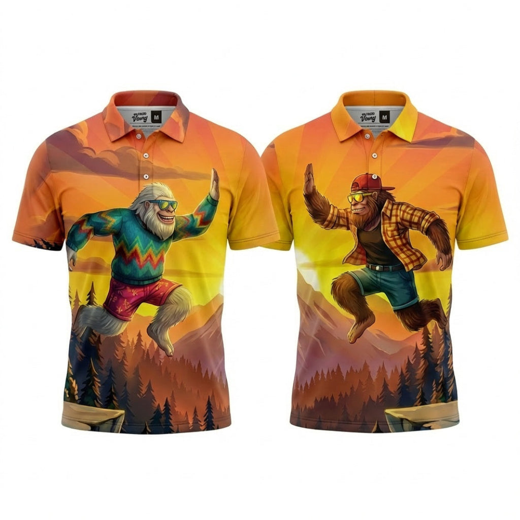 matching golf polo high five - yeti - big foot