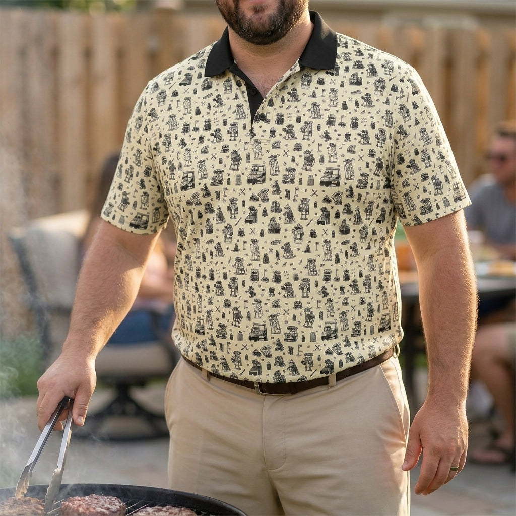 Lifestyle Funny backyard BBQ cow golf shirt 