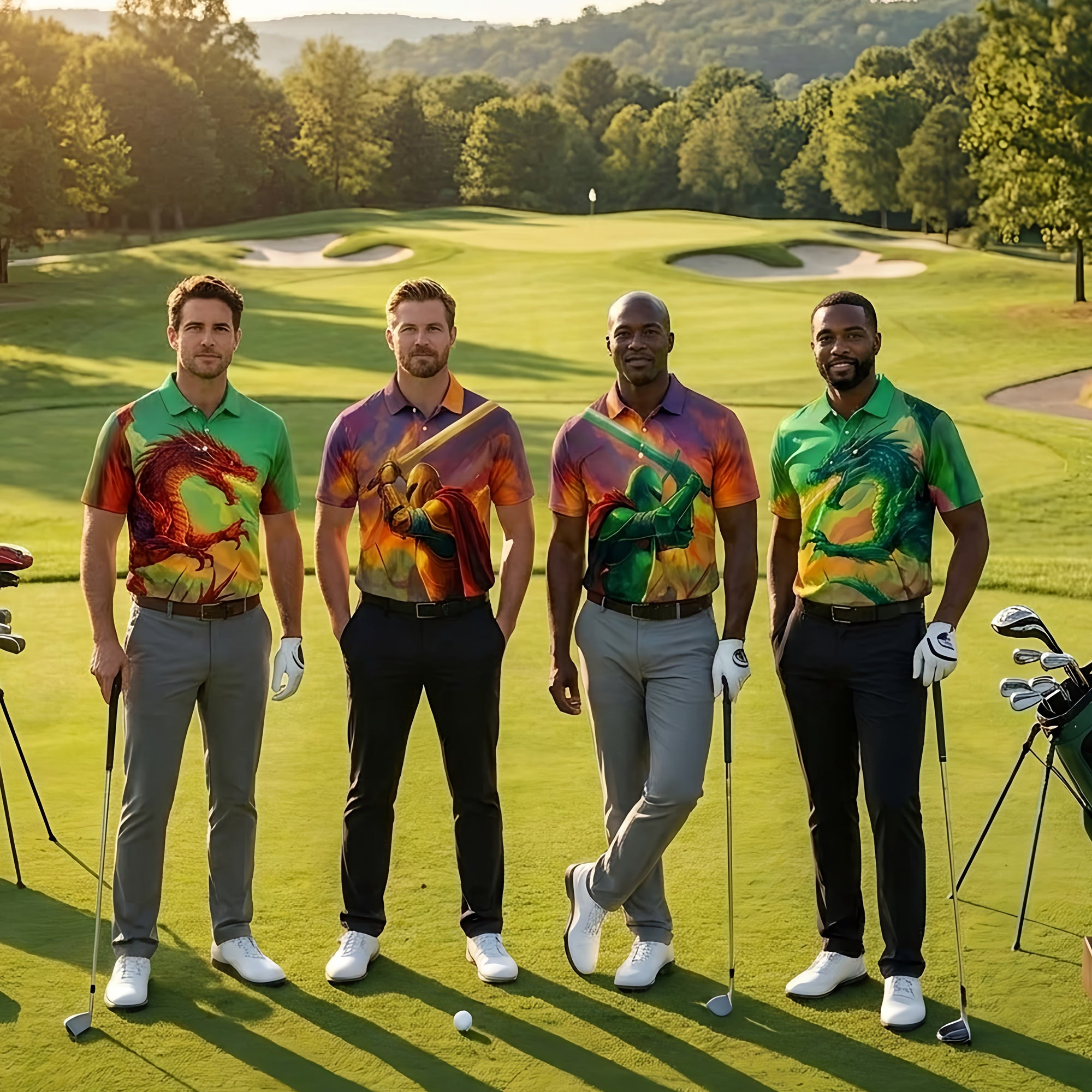 Knights golf shirt vs dragons golf shirt 