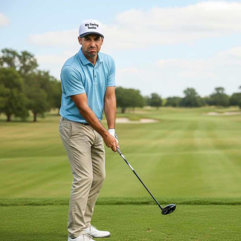 Mens black and white golf hat 