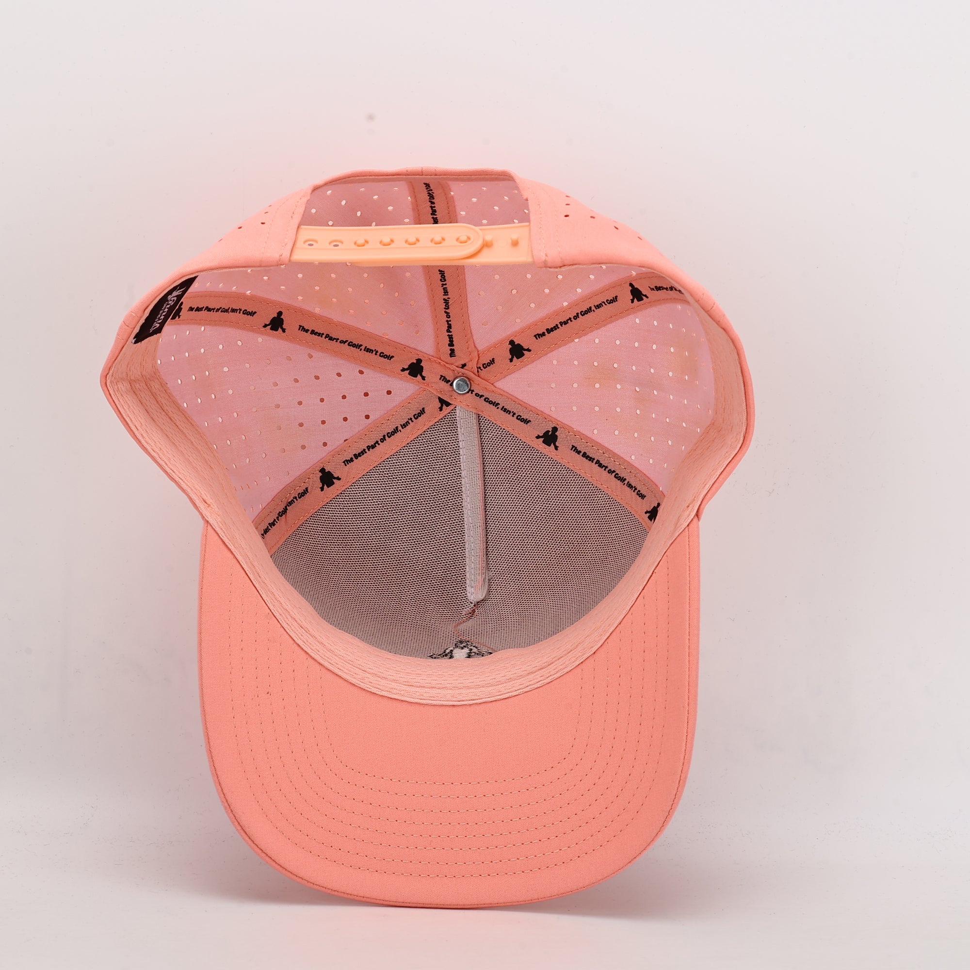 Pink baseball cap with perforated design 