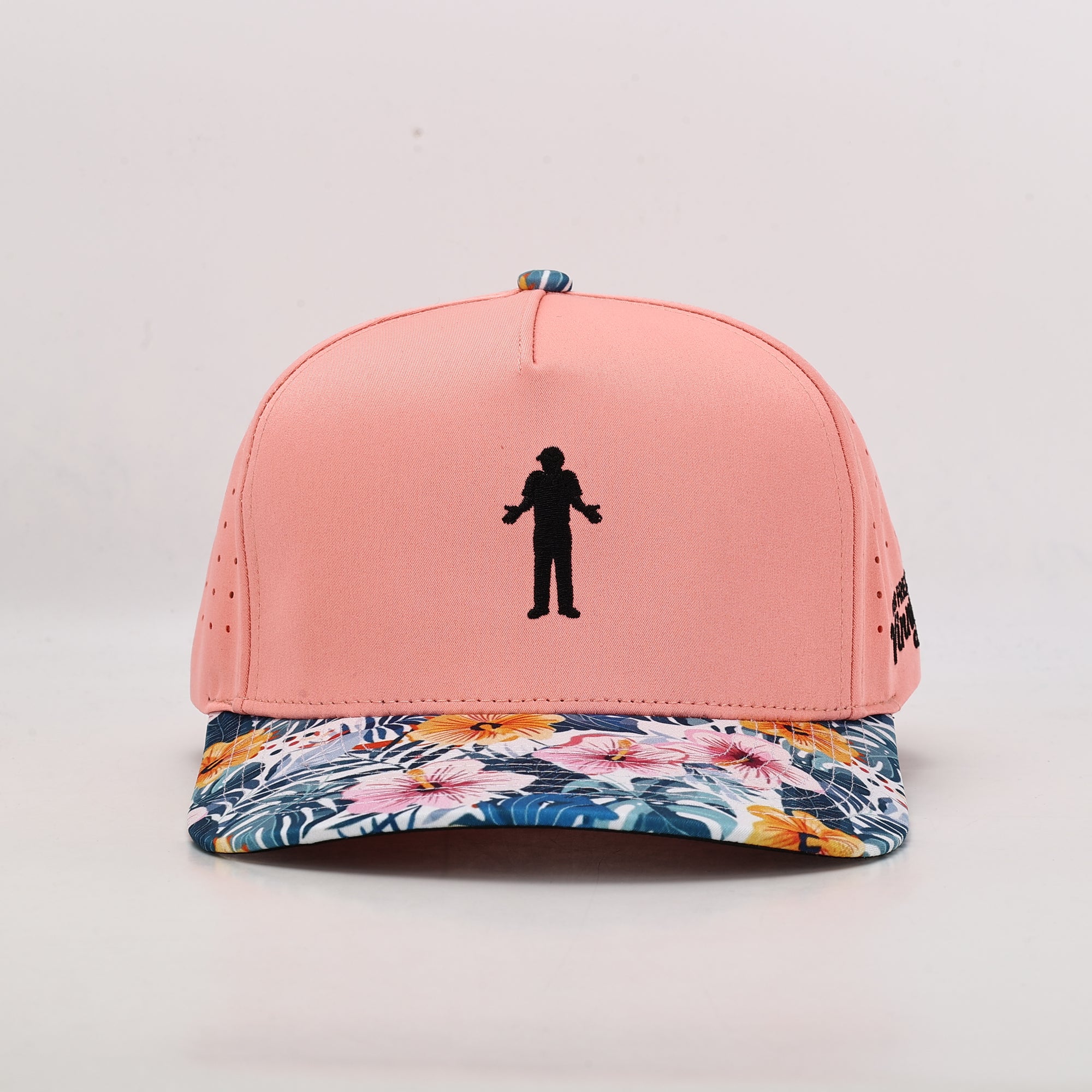 Ventilated Pink hat with floral brim 