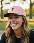 Pink cap with floral brim 