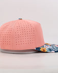 Ventilated pink cap with floral brim 