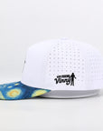 white perforated hat with starry night brim 