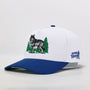 Cap with wolf design and text on a white background