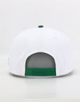 White cap with green accents on a white background