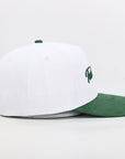 White and green baseball cap 