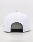 White golf hat with floral brim rear
