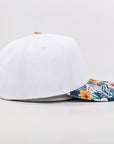 White golf hat with floral brim side 