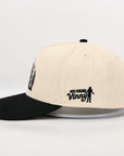 Beige and black cap with 'Old Friend Vinny' logo on a white background