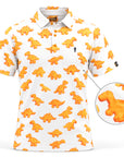 The Dino Nugget golf polo - 3D view with fabric detail