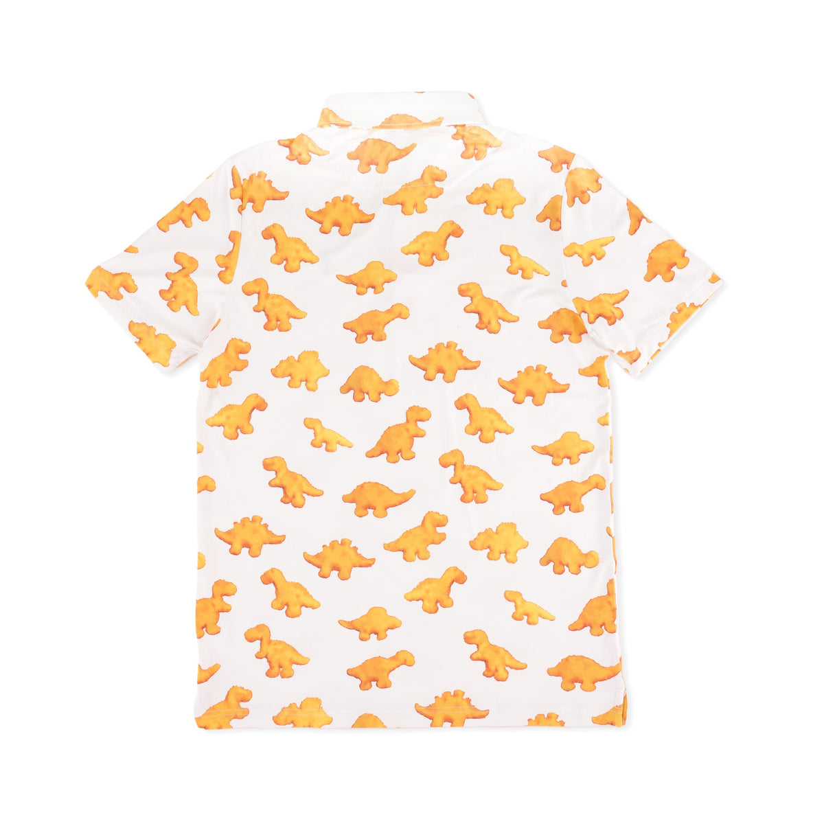 Back view of The Dino Nugget golf polo
