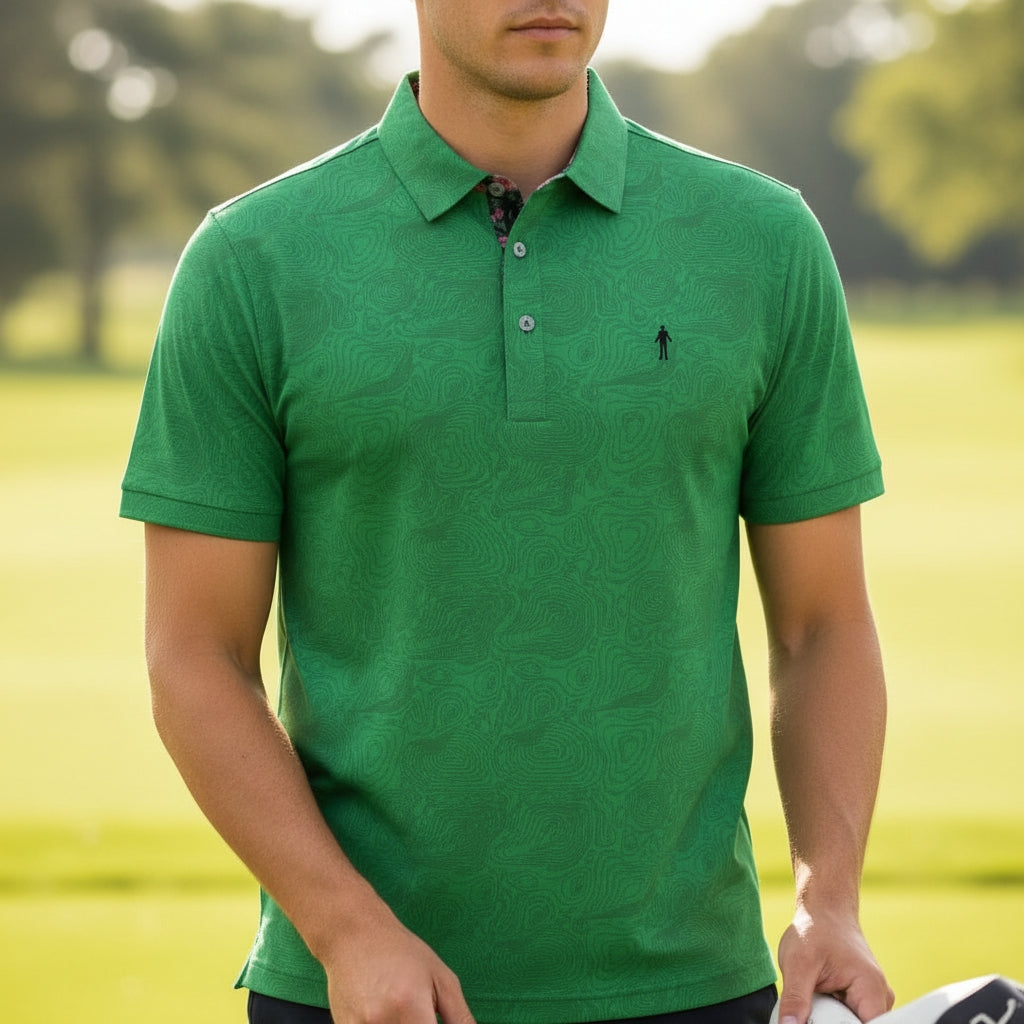Green Golf Topography Map golf polo, lifestyle photo