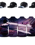 Interstellar Foursome matching space shuttle golf polos with mix-and-match Astronaut and Alien hats
