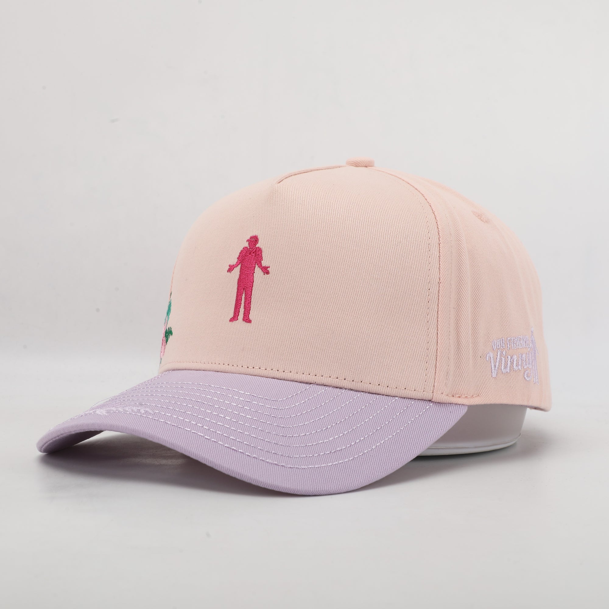 pink hat with light purple brim 