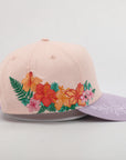 Pink cap with floral embroidery 