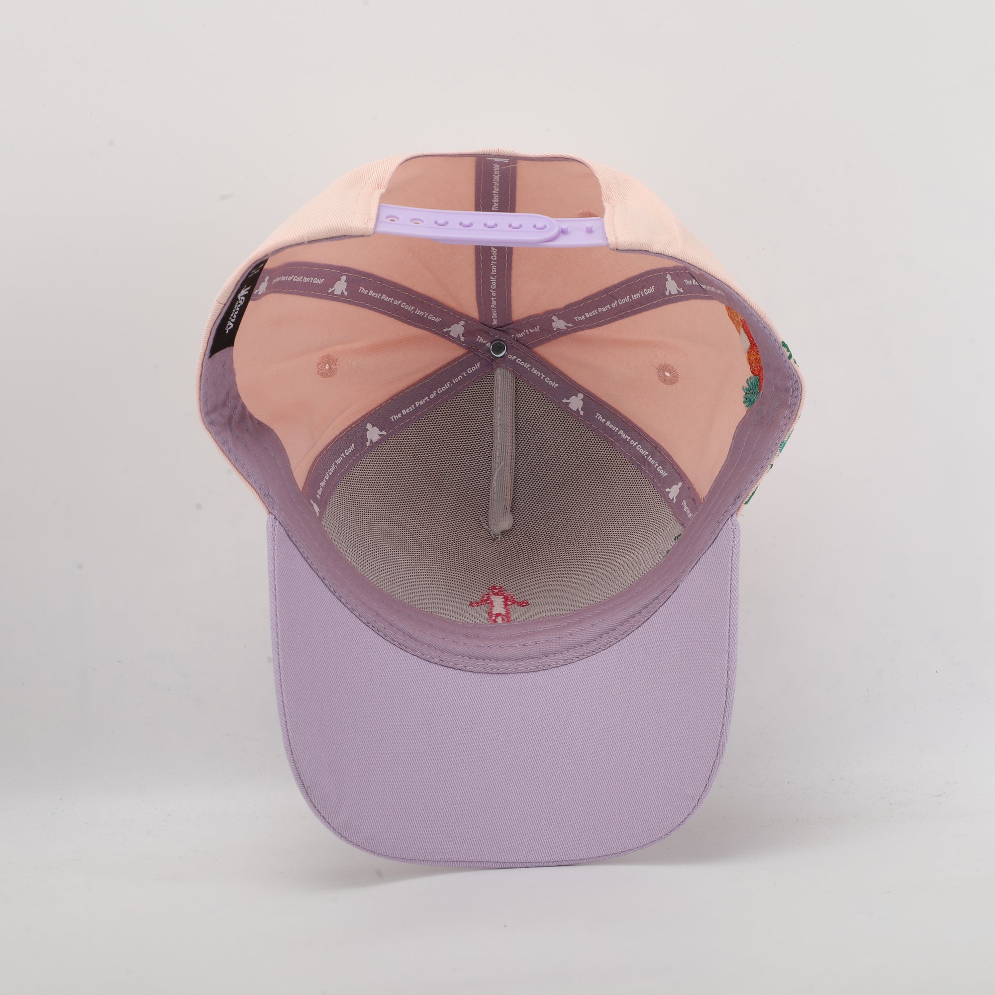 pink and purple cap with flowers 