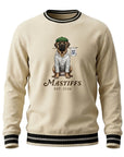 Cream Mastiffs Est. 2026 vintage golf club crewneck sweatshirt with striped ribbed trim