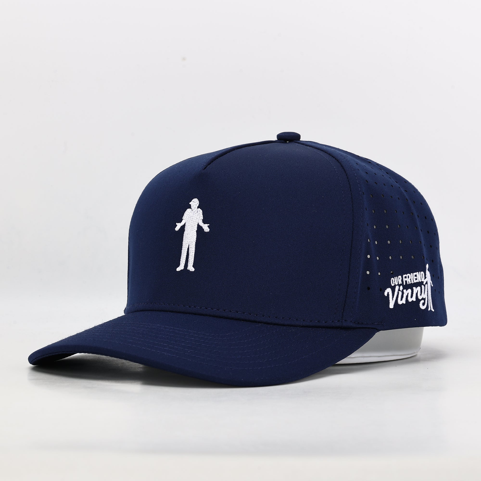 Navy blue cap with perforated design 