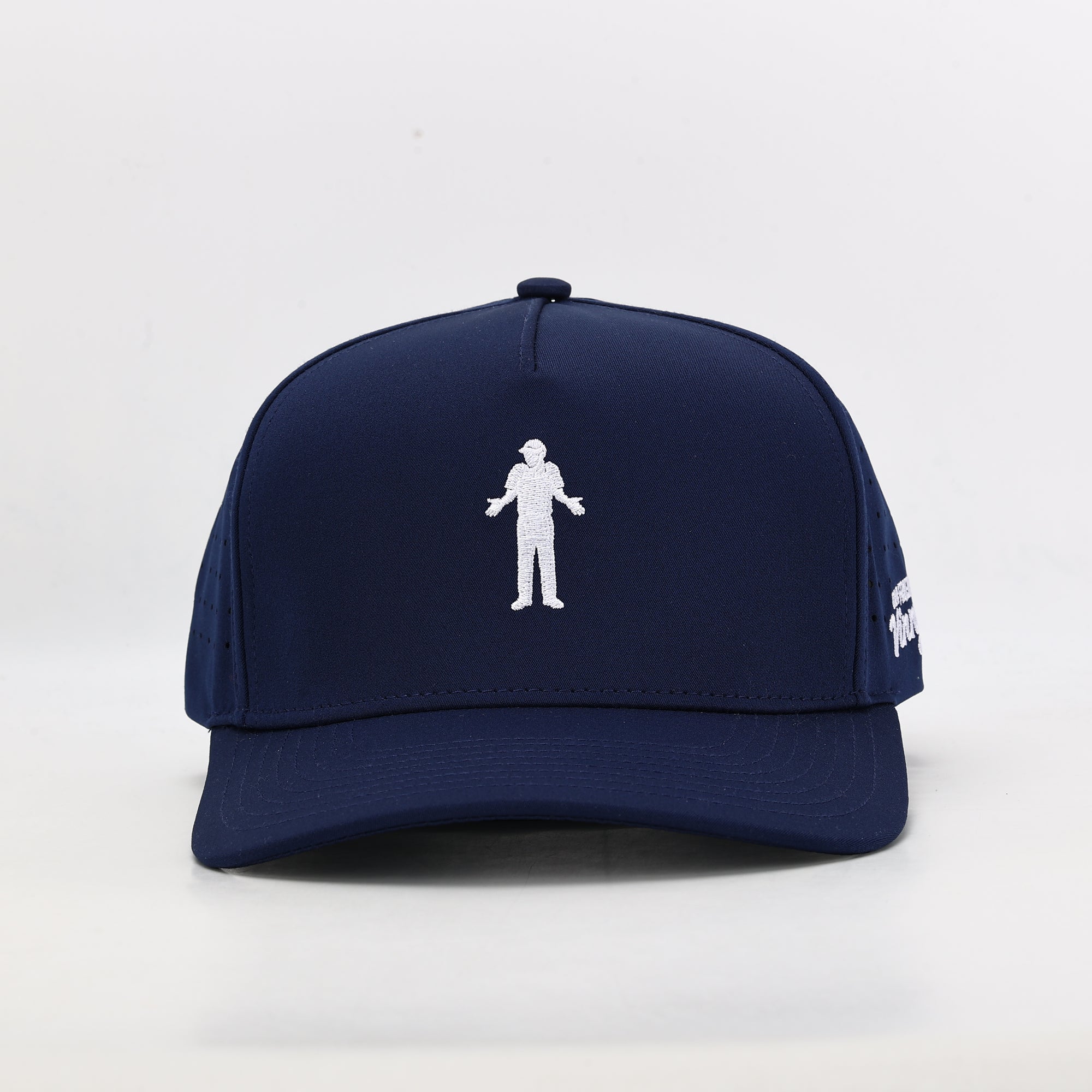 Navy blue cap with perforated design 