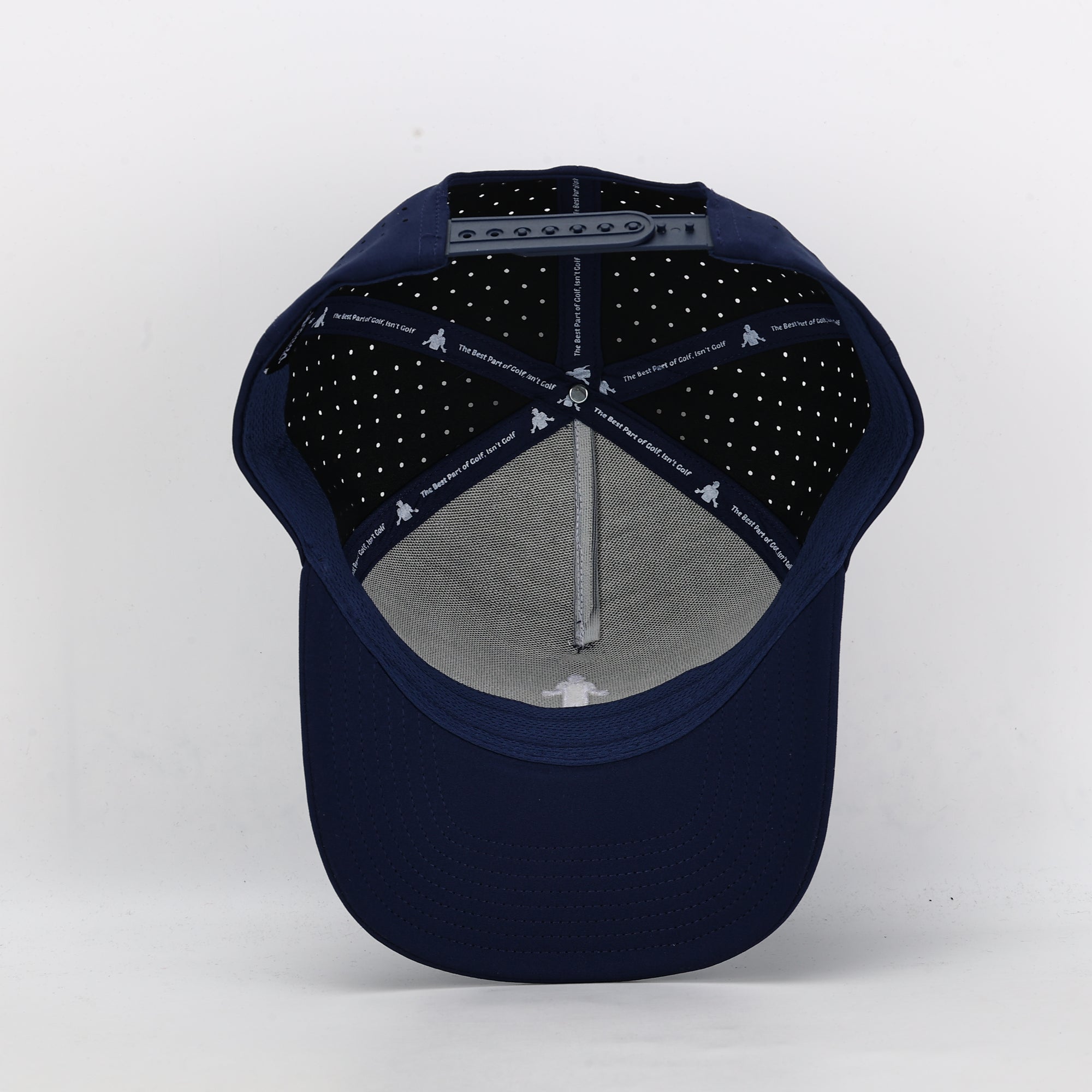 Navy blue cap with perforated design 