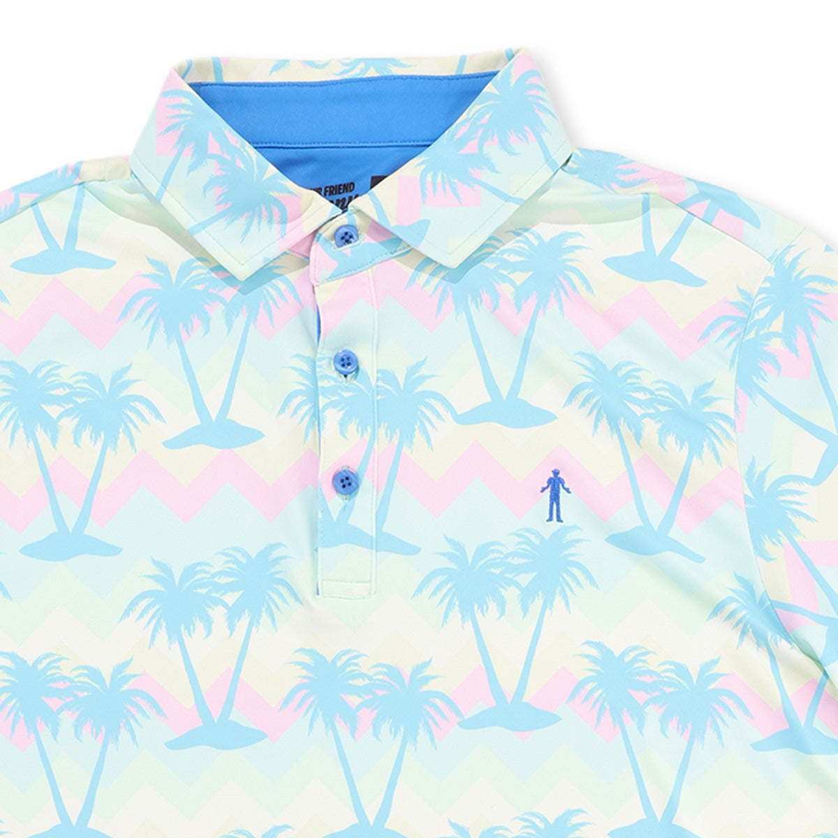 Close-up of the collar and buttons on the Miami Slice golf polo