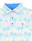 Close-up of the collar and buttons on the Miami Slice golf polo
