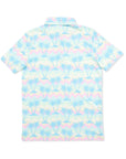 Back view of the Miami Slice pastel palm tree golf polo