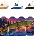 Northwoods Foursome matching golf polos with Deer, Timberwolf and Big Foot hats