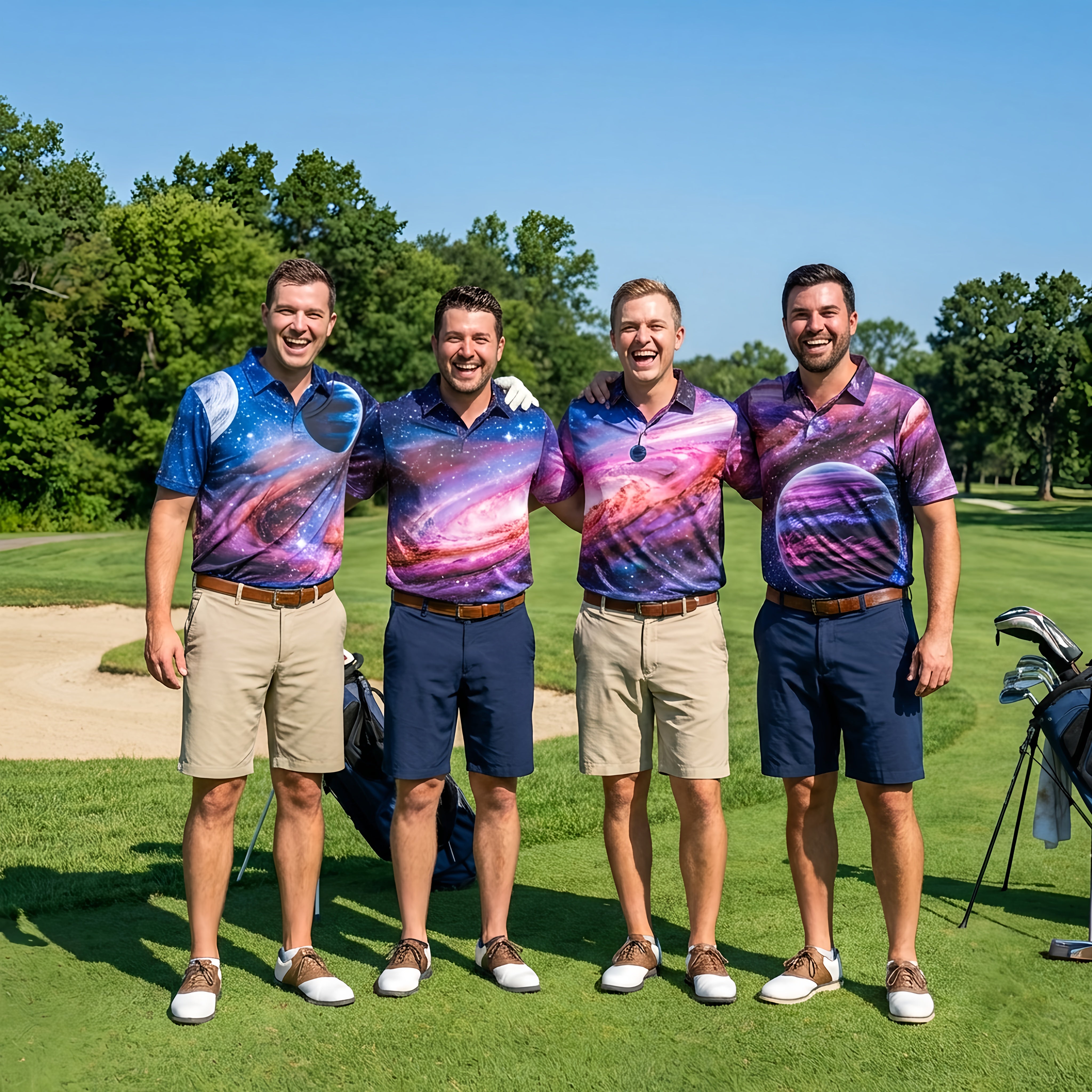 Interstellar Foursome Matching Golf Polos | Our Friend Vinny