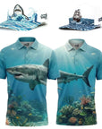 Shark Twosome matching golf polos with mix-and-match Shark Wave and Pirate Ship hats
