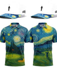 Starry Night Twosome matching Van Gogh golf polos with two matching Starry Greens hats