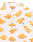 Close-up of the collar and buttons on The Dino Nugget golf polo