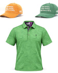 Green Topo Map golf polo with Gold Jacket corduroy and Green Jacket suede hat choices